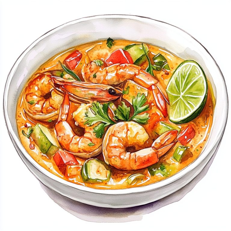 Watercolor Shrimp Stew Illustration