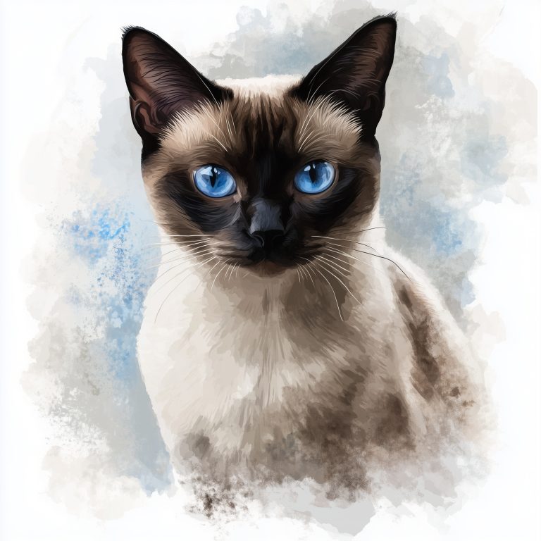 Watercolor Siamese Cat 1