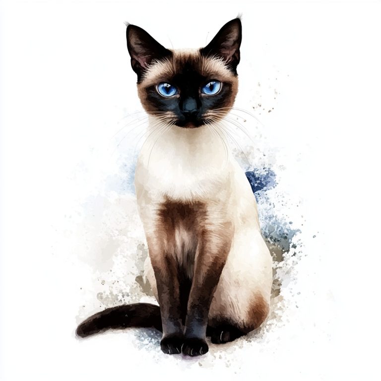 Watercolor Siamese Cat