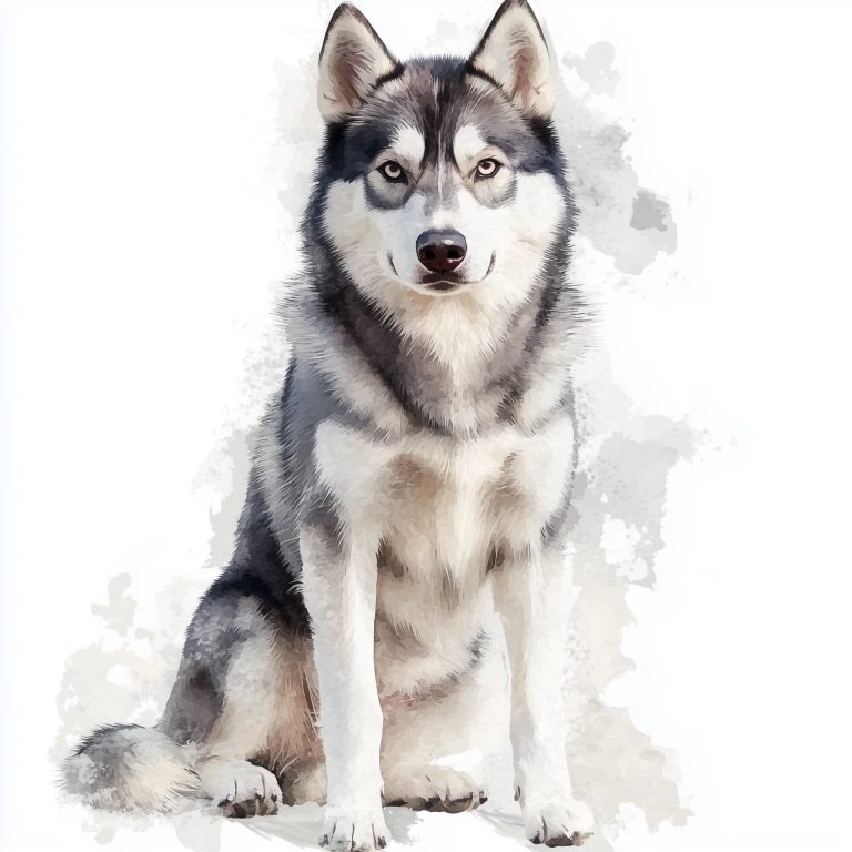 Watercolor Siberian Husky Design