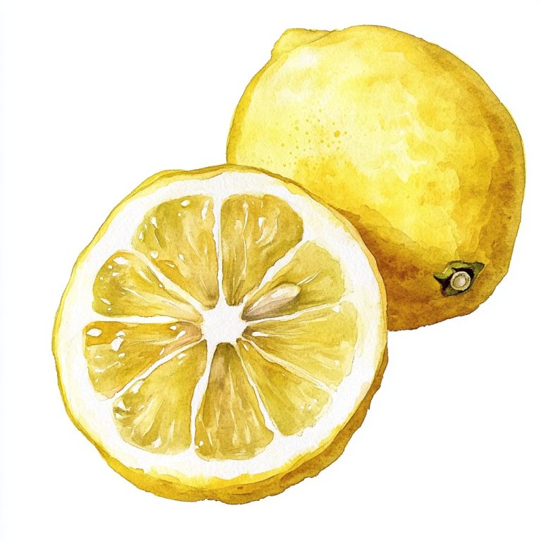 Watercolor Sicilian Lemon Halved