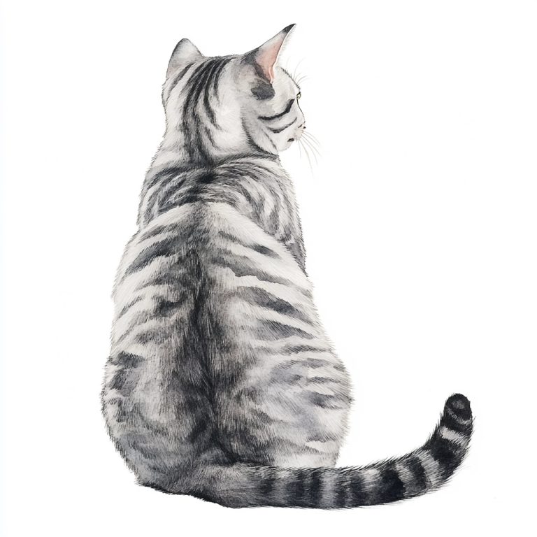 Watercolor Silver Tabby Cat