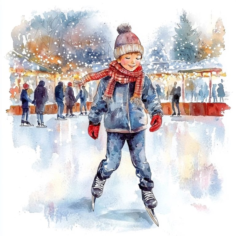 Watercolor Skater in Rink