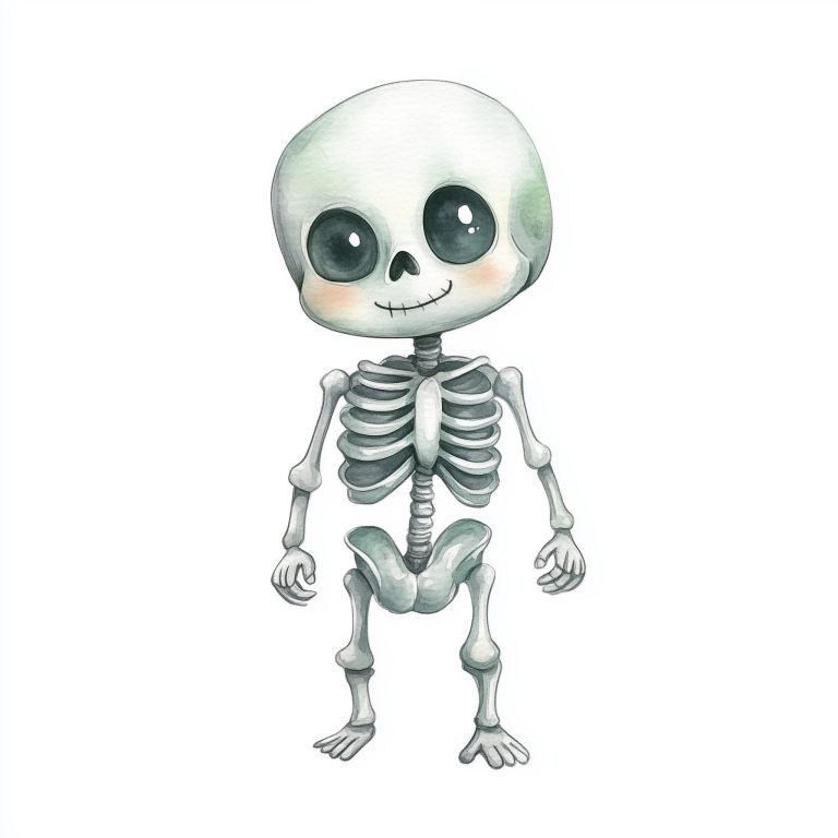 Watercolor Skeleton Baby Clipart