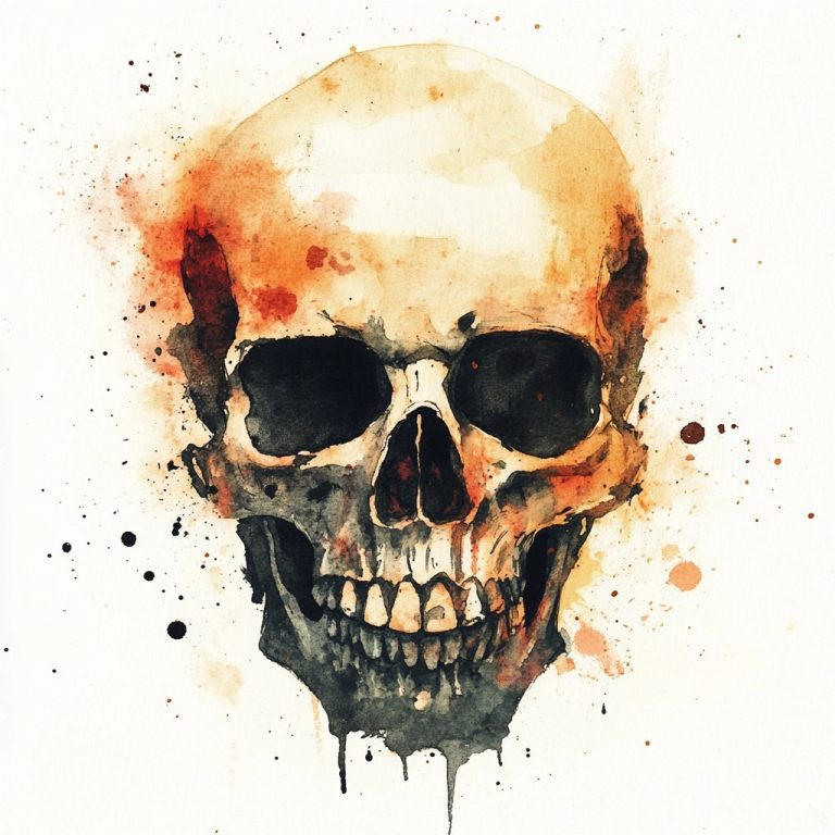 Watercolor Skull Face