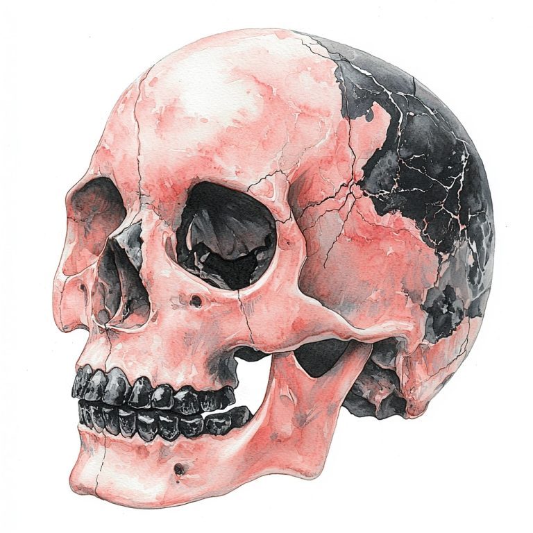 Watercolor Skull Illustration