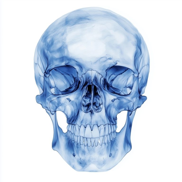 Watercolor Skull X Ray