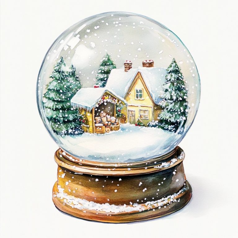 Watercolor Snow Globe Scene 1