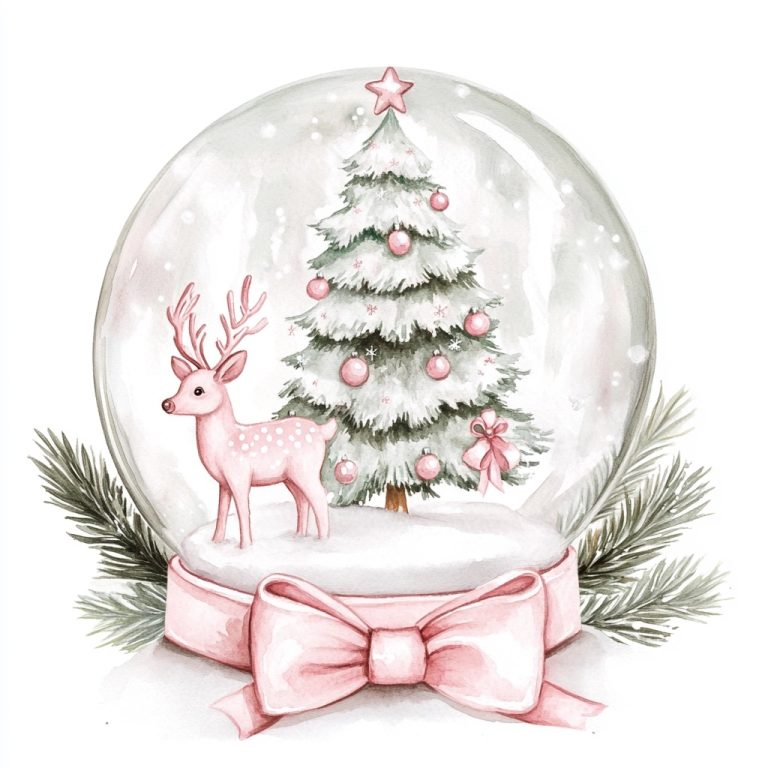 Watercolor Snow Globe Scene