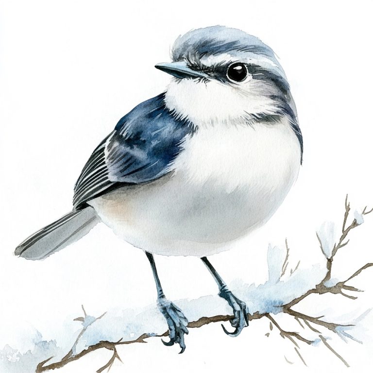 Watercolor Snowbird on Branch