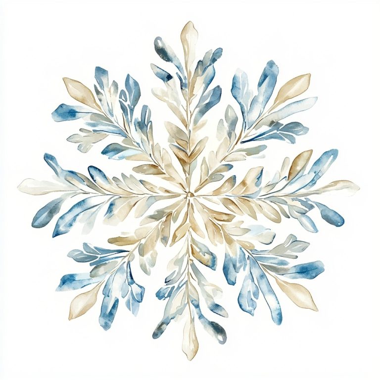 Watercolor Snowflake Detail