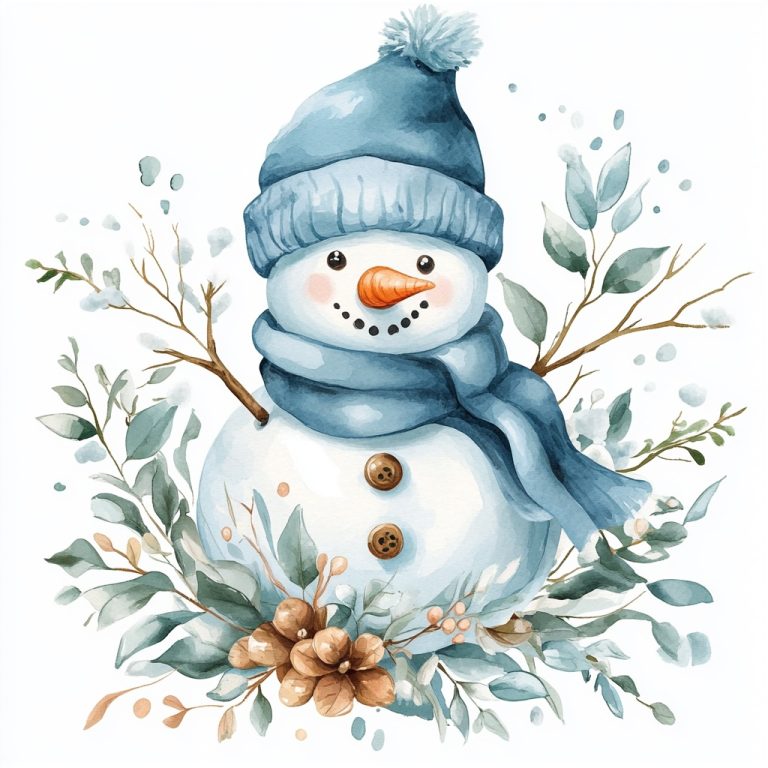 Watercolor Snowman Clipart 2