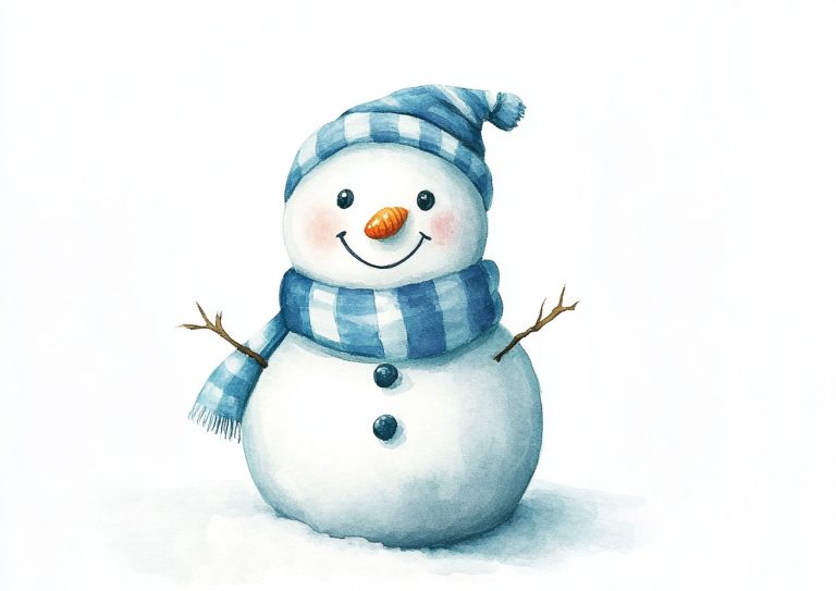 Watercolor Snowman Clipart 3