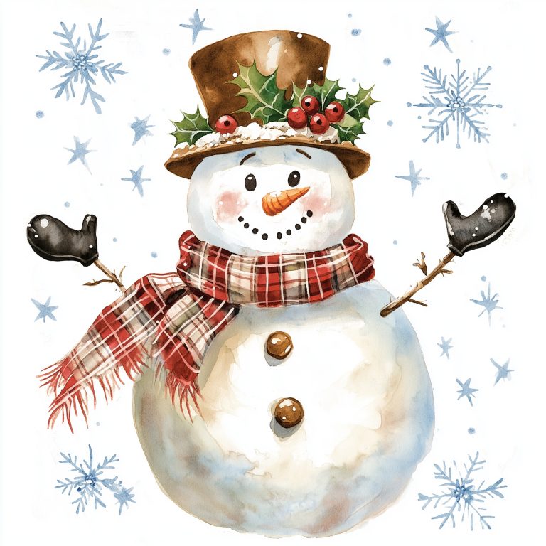 Watercolor Snowman Clipart