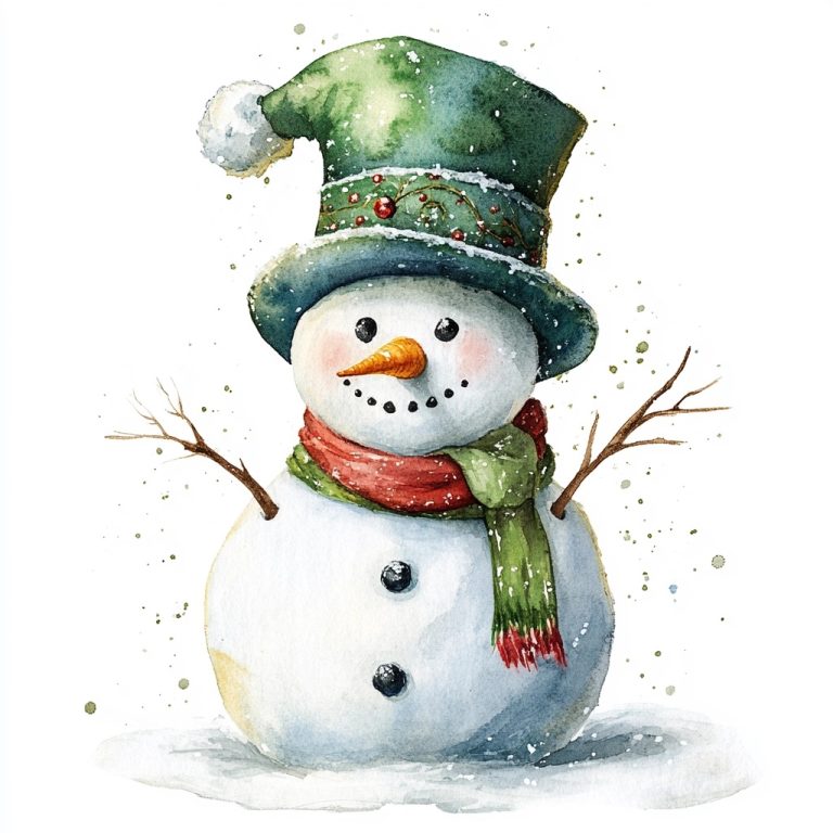 Watercolor Snowman Hat