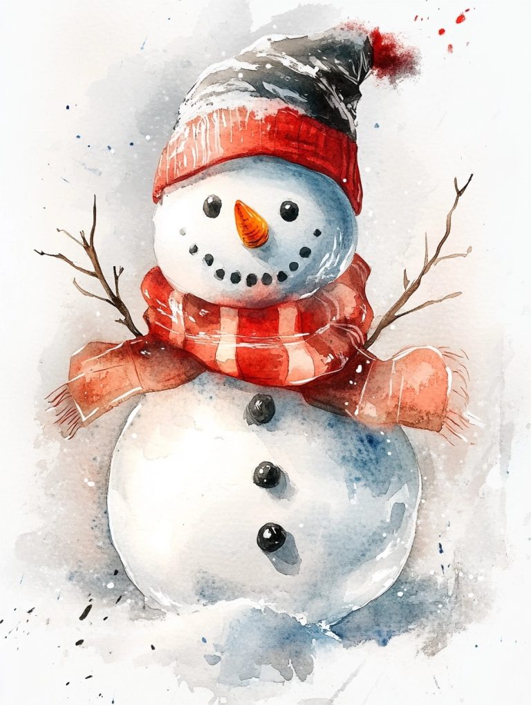 Watercolor Snowman Illustration