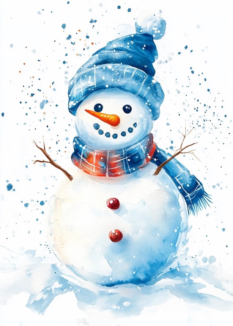 Watercolor Snowman Portrait