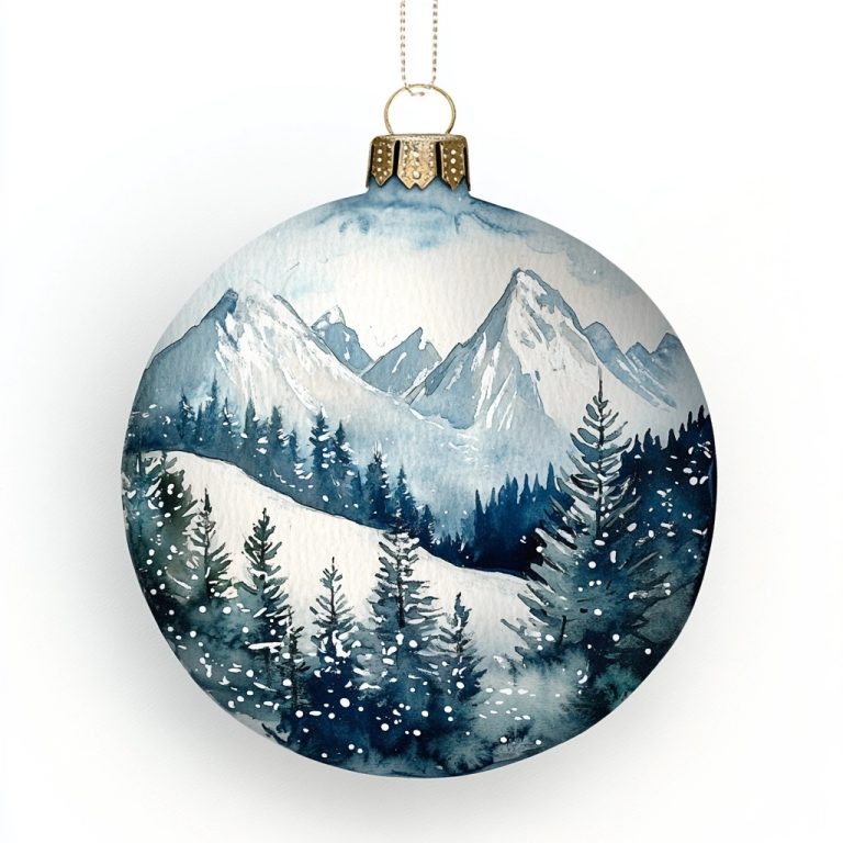 Watercolor Snowy Forest Ornament