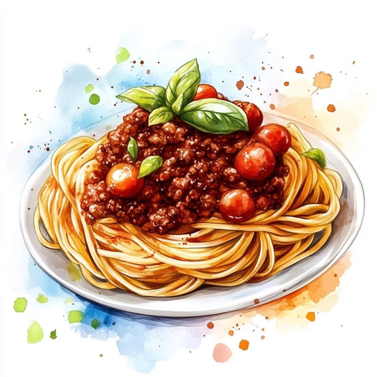 Watercolor Spaghetti Bolognese