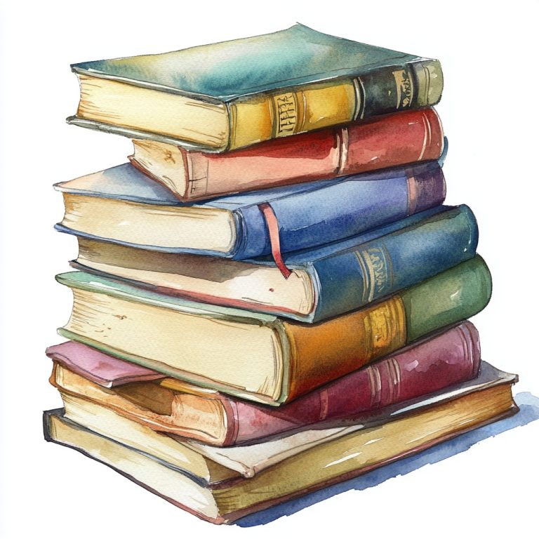 Watercolor Stack of Books