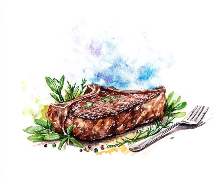 Watercolor Steak with Garnishes