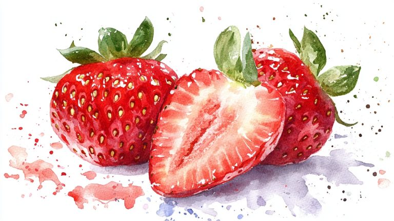 Watercolor Strawberries Illustration