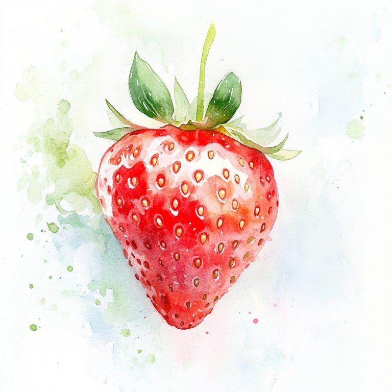 Watercolor Strawberry Composition