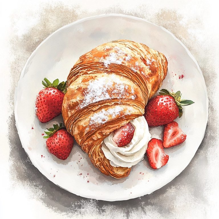 Watercolor Strawberry Croissant Cover