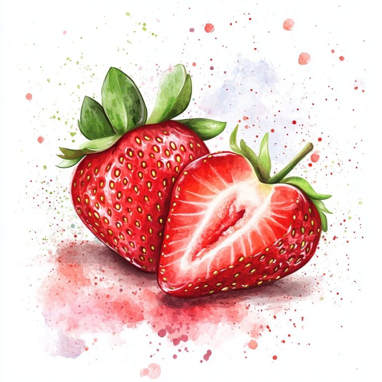 Watercolor Strawberry Illustration