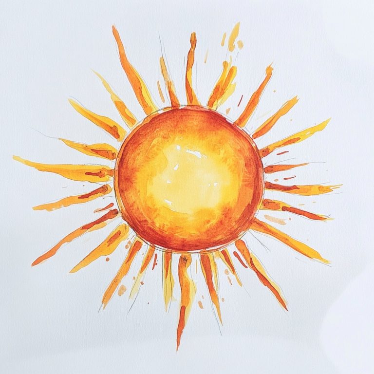 Watercolor Sun Rays Drawing