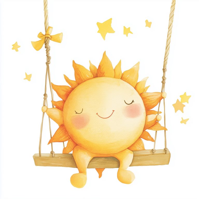 Watercolor Sun on Swing