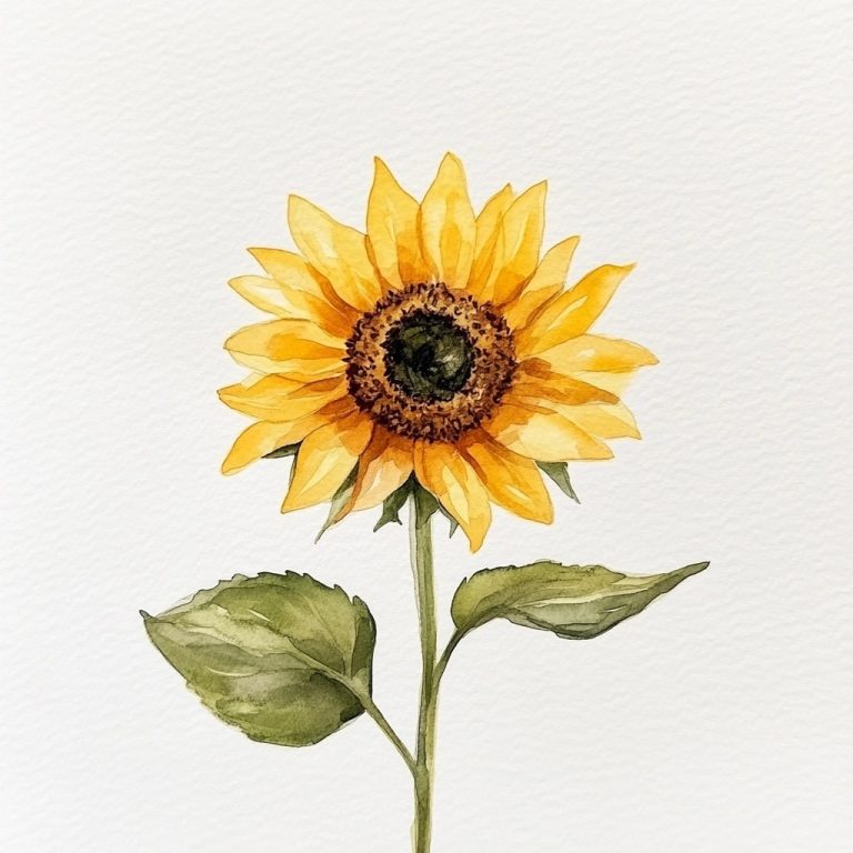 Watercolor Sunflower Detail