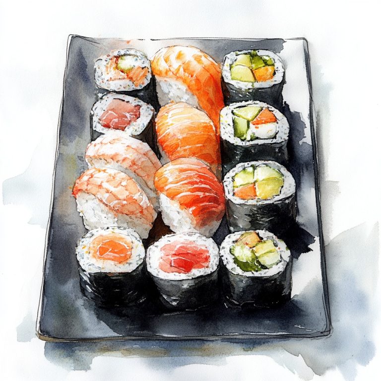 Watercolor Sushi Art