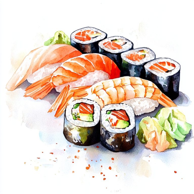 Watercolor Sushi Clipart Collection