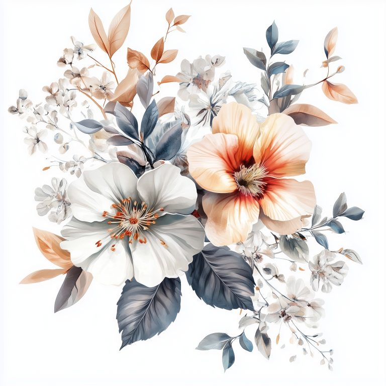 Watercolor Symmetrical Flowers