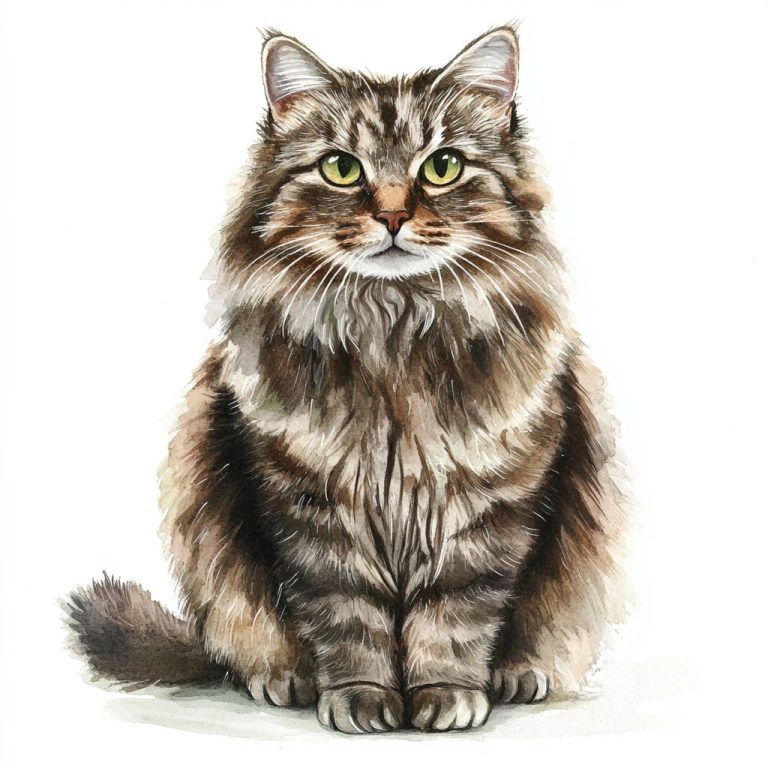 Watercolor Tabby Cat Portrait