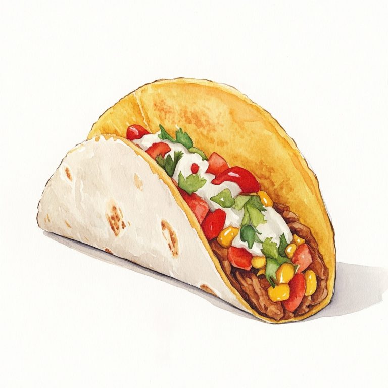 Watercolor Taco Illustration