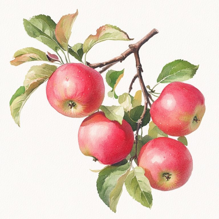 Watercolor Terracotta Apples Branch