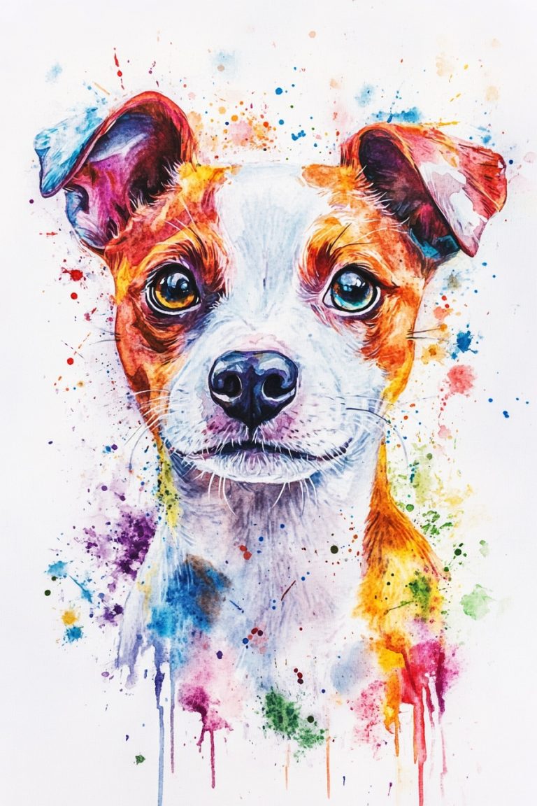 Watercolor Terrier Portrait Abstract