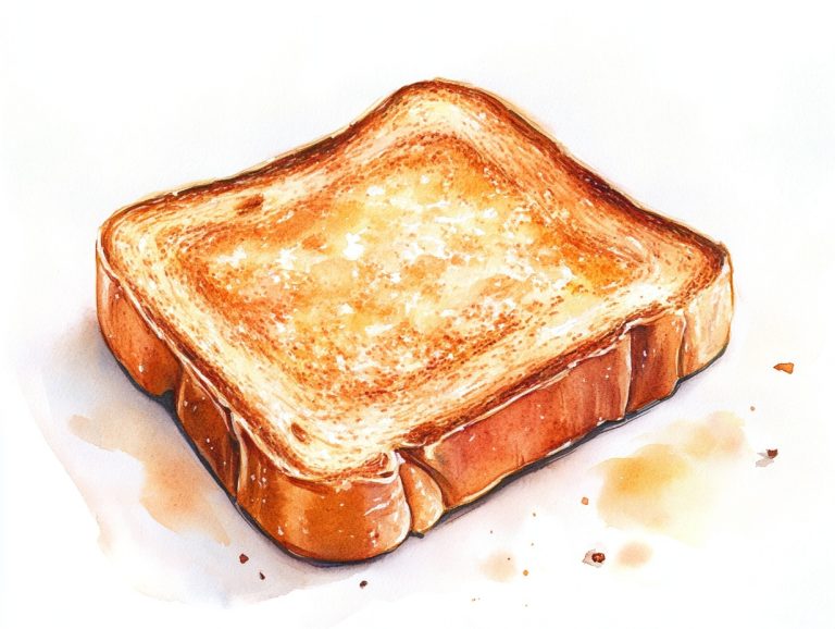 Watercolor Toast on White