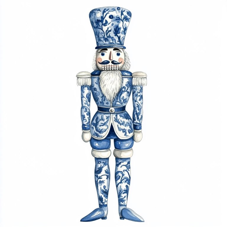 Watercolor Toile Nutcracker