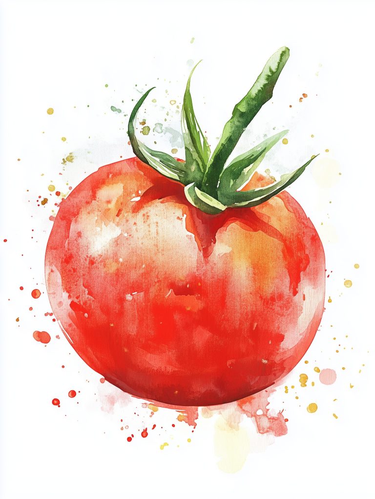 Watercolor Tomato Leaf Art