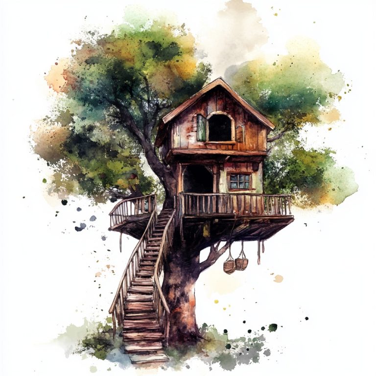 Watercolor Tree House