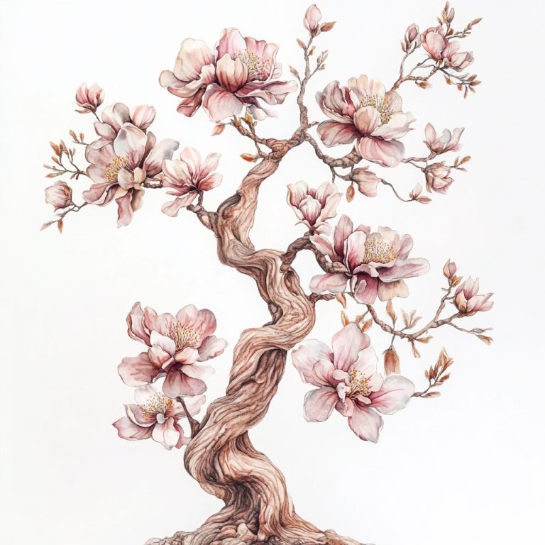 Watercolor Tree with Flowers