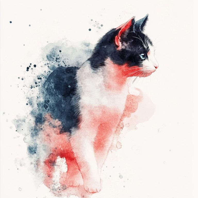 Watercolor Tricolor Cat