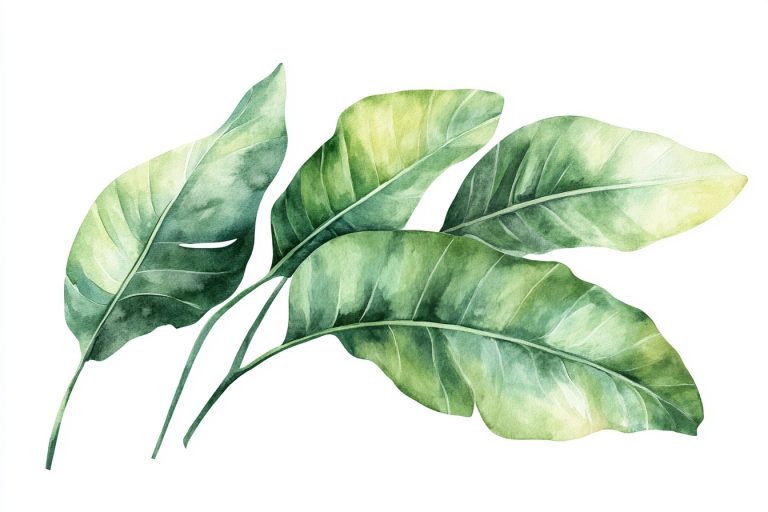 Watercolor Tropical Plant Leaf