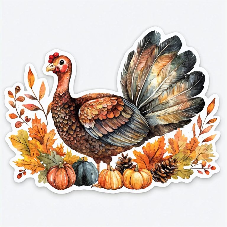 Watercolor Turkey Sticker Design