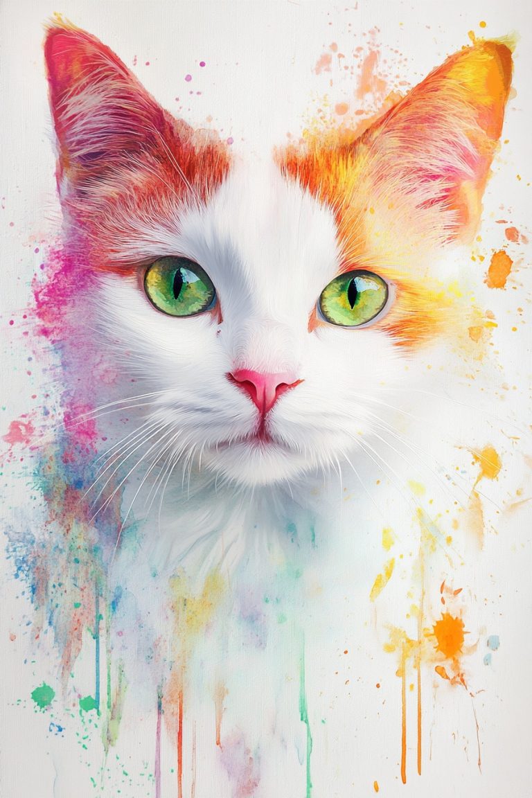 Watercolor Turkish Van Portrait