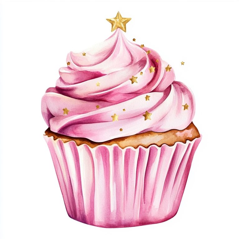 Watercolor Victorian Cupcake Clipart