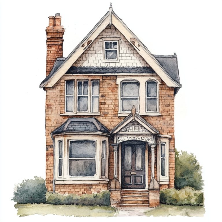 Watercolor Victorian House